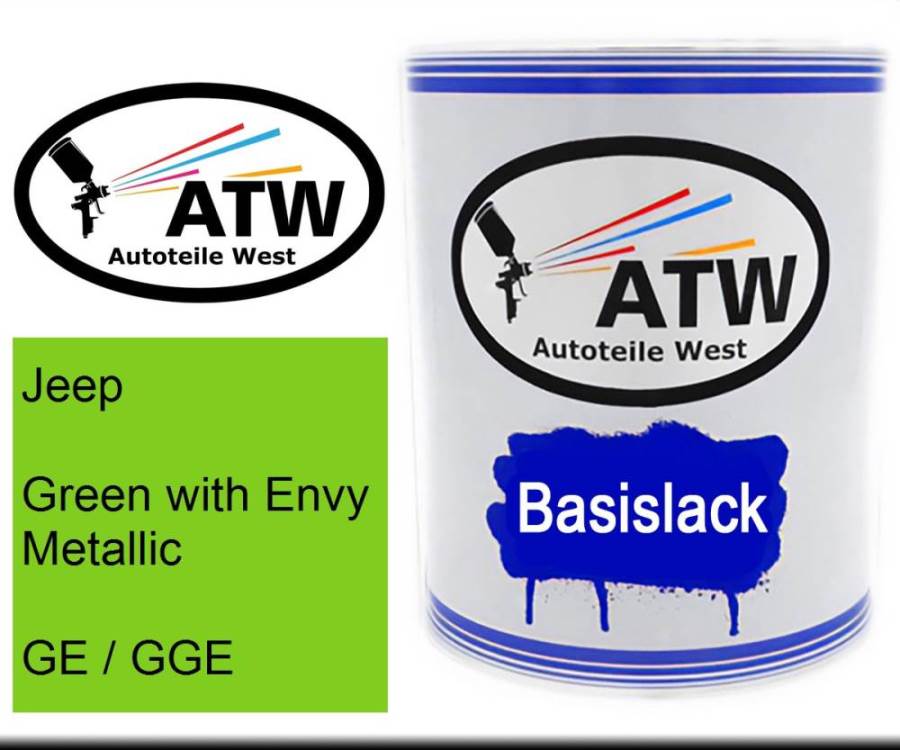 Jeep, Green with Envy Metallic, GE / GGE: 1L Lackdose, von ATW Autoteile West.